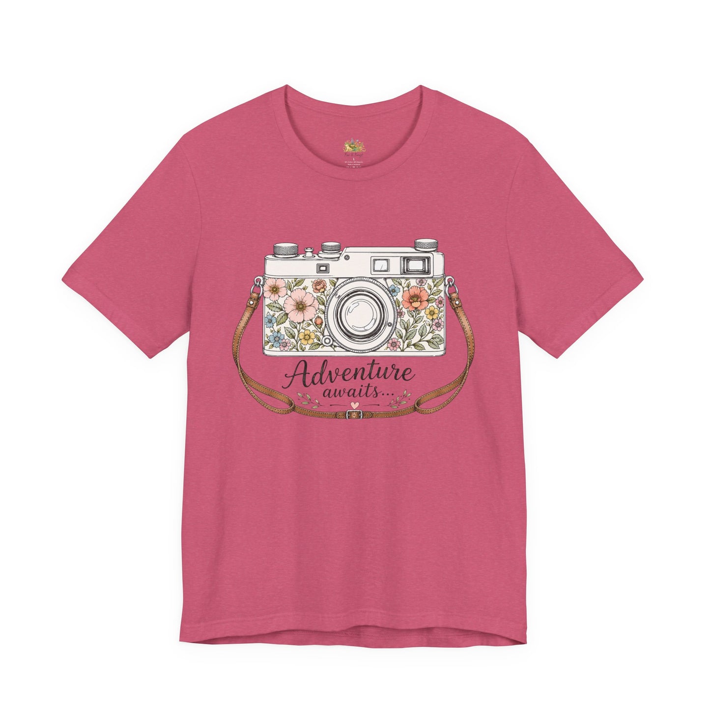Floral Vintage Camera Adventure Awaits T-Shirt | Photography Travel Tee
