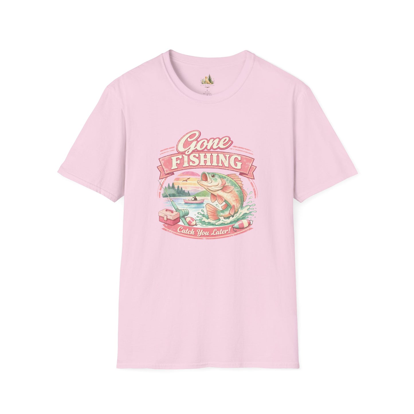Gone Fishing T-Shirt – Retro Bass Fishing Graphic Tee (Catch You Later) Light Weight, Ultra Soft Tee