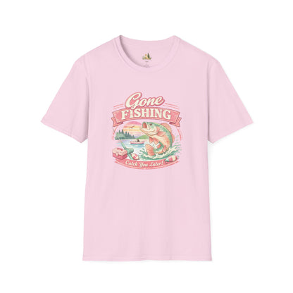 Gone Fishing T-Shirt – Retro Bass Fishing Graphic Tee (Catch You Later) Light Weight, Ultra Soft Tee