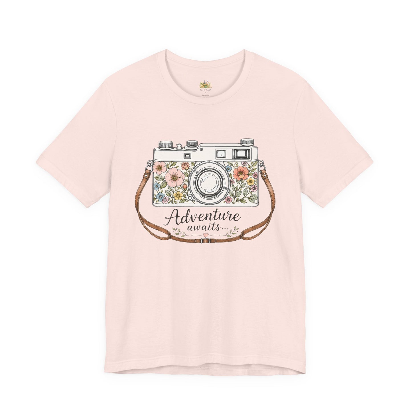 Floral Vintage Camera Adventure Awaits T-Shirt | Photography Travel Tee