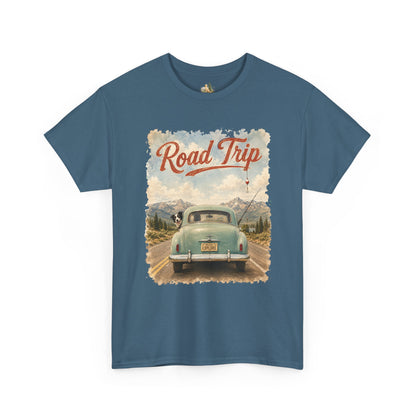 Road Trip Vintage Car T-Shirt - Retro Scenic Travel Tee (heavy Weight Tee)