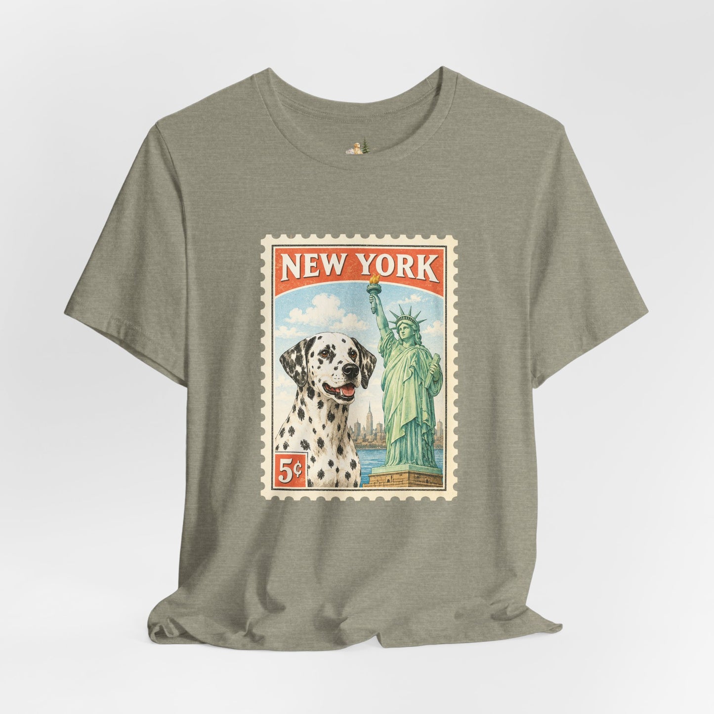 New York Dalmatian T-Shirt | Statue of Liberty Vintage Postage