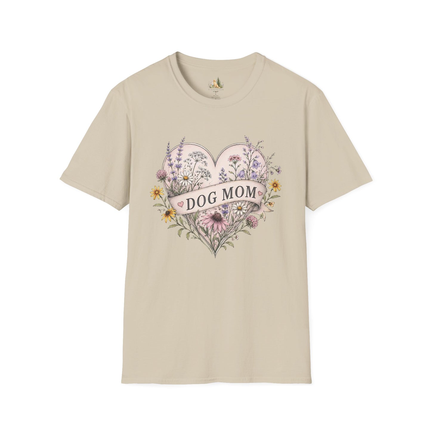 Dog Mom Floral Heart T-Shirt (Light Weight, Ultra Soft)