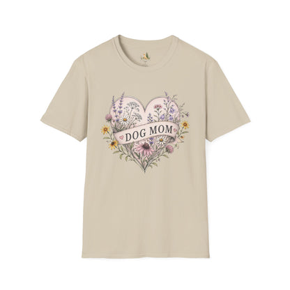 Dog Mom Floral Heart T-Shirt (Light Weight, Ultra Soft)