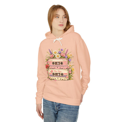 Vintage Cassette Floral Hoodie — Retro Tape 'Mix Tape' Sweatshirt