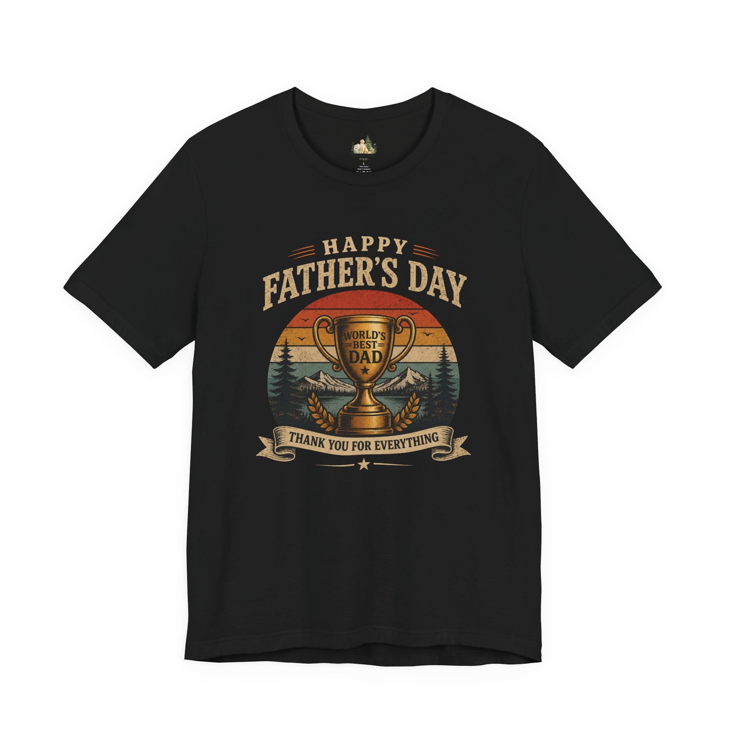 Father's Day Tee — "World's Best Dad" Trophy Vintage Camping Shirt