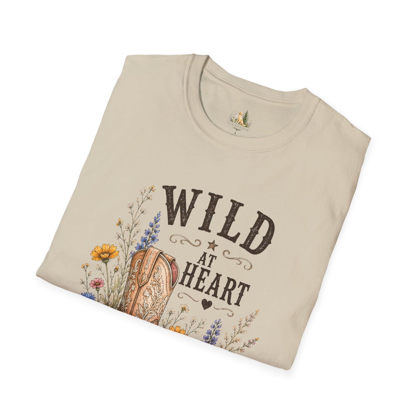 Wild at Heart Cowboy Boot T-Shirt – Floral Western Graphic Tee (Light Weight, Ultra Soft Tee)