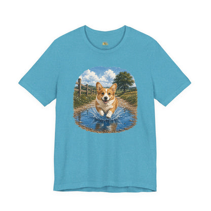 Corgi Splash T-Shirt — Playful Dog Graphic Tee