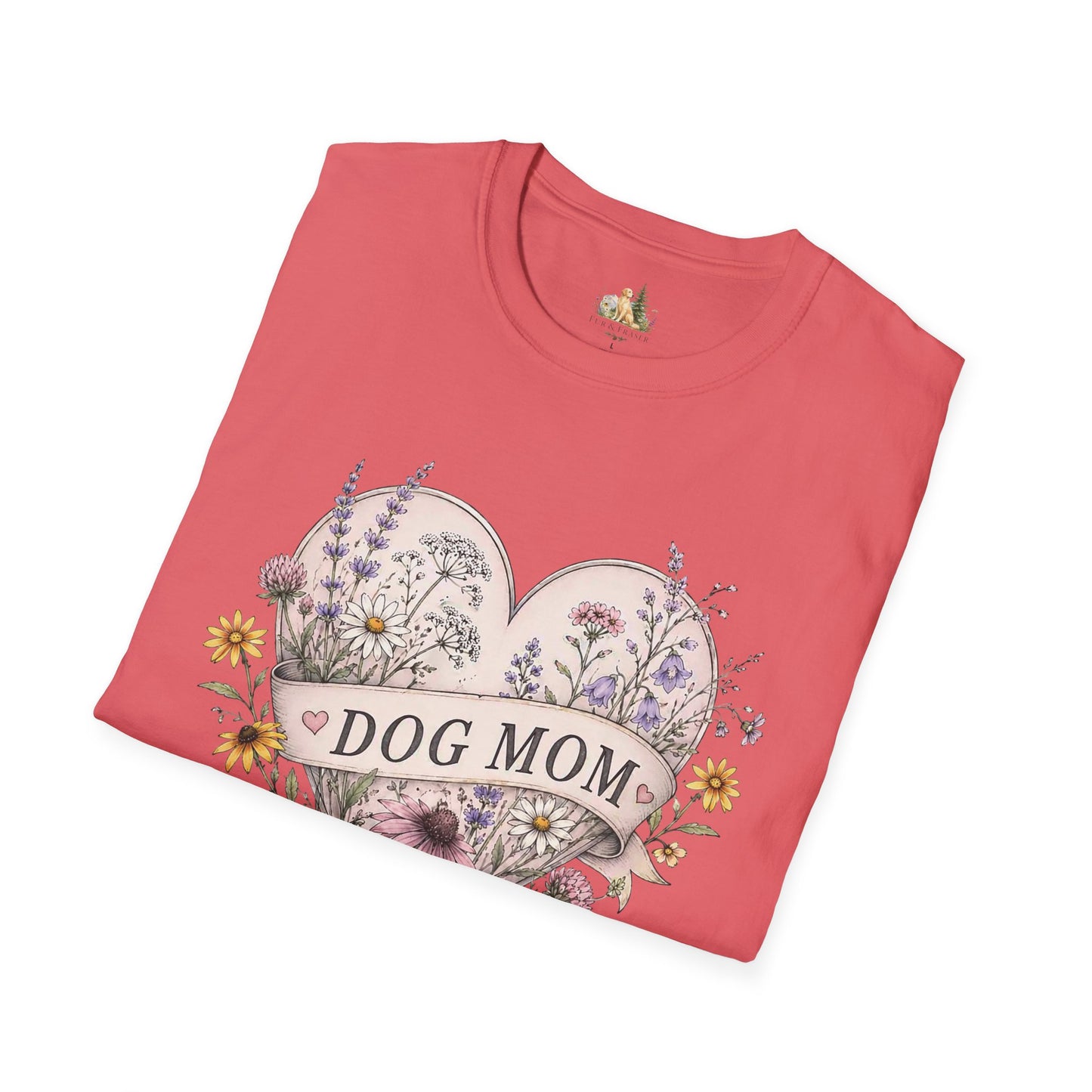 Dog Mom Floral Heart T-Shirt (Light Weight, Ultra Soft)