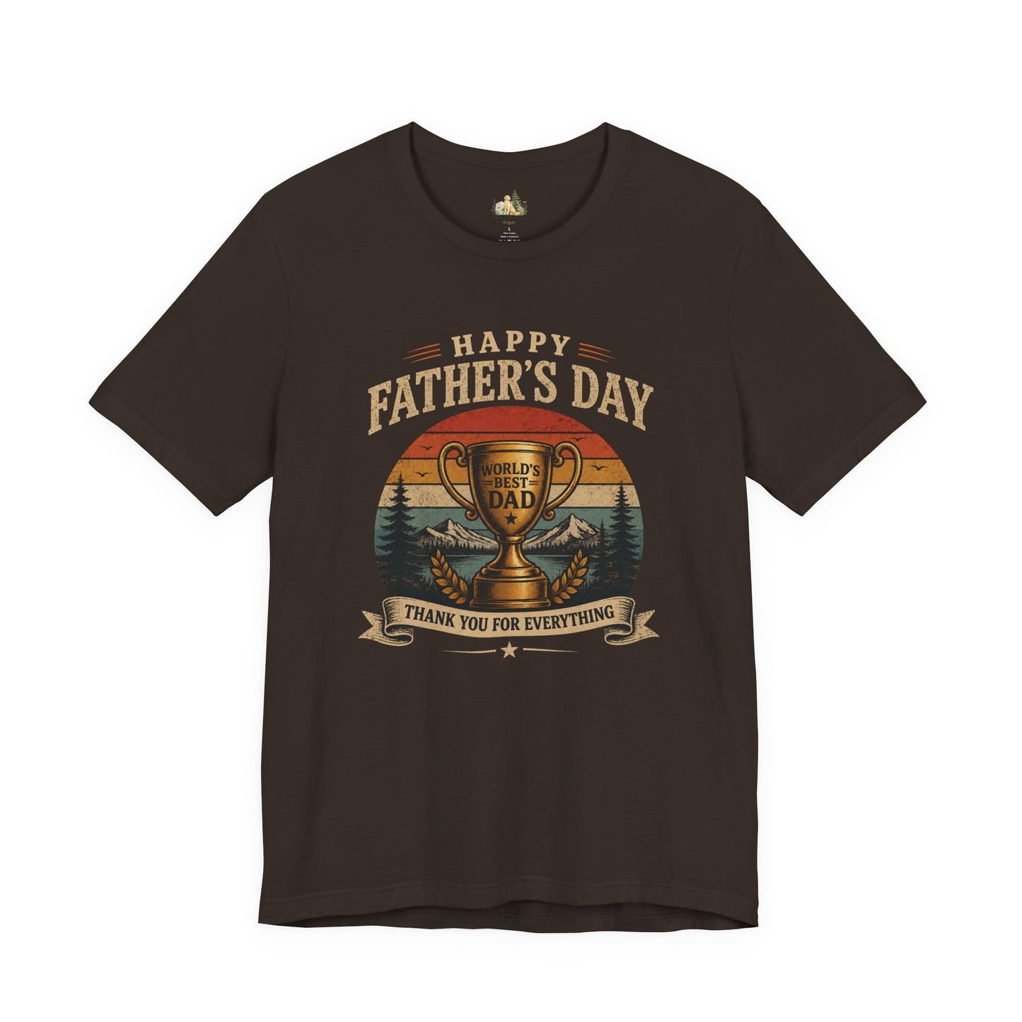Father's Day Tee — "World's Best Dad" Trophy Vintage Camping Shirt