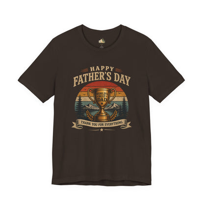 Father's Day Tee — "World's Best Dad" Trophy Vintage Camping Shirt