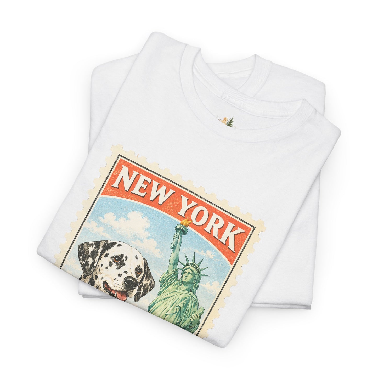 New York Dalmatian T-Shirt | Statue of Liberty Vintage Postage (Heavy Weight Tee)