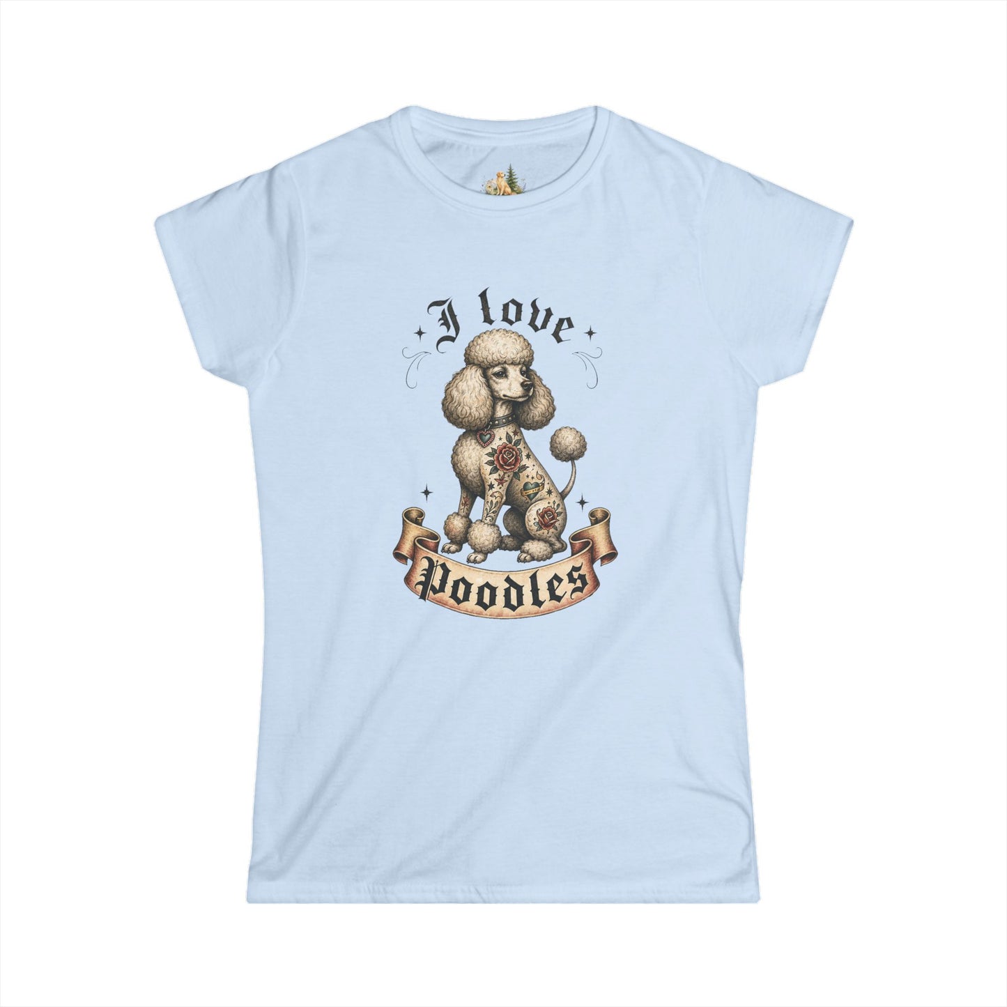 I Love Poodles Women's Tee — Cute Vintage Poodle Graphic Shirt