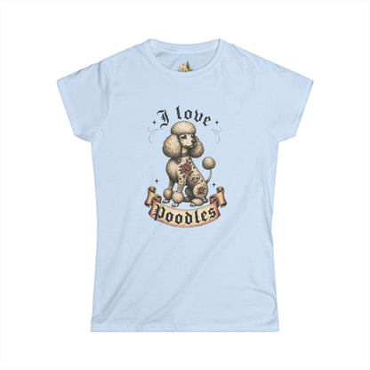 I Love Poodles Women's Tee — Cute Vintage Poodle Graphic Shirt