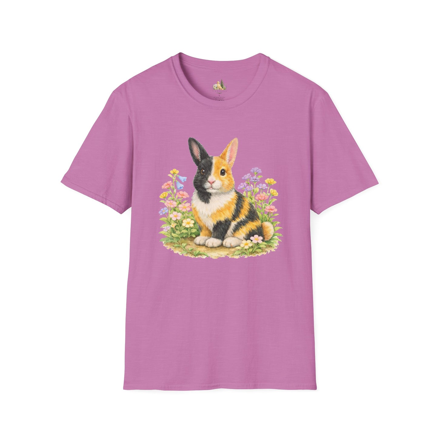 Harlequin Rabbit Floral T-Shirt (Light Weight, Ultra Soft)