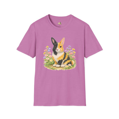 Harlequin Rabbit Floral T-Shirt (Light Weight, Ultra Soft)