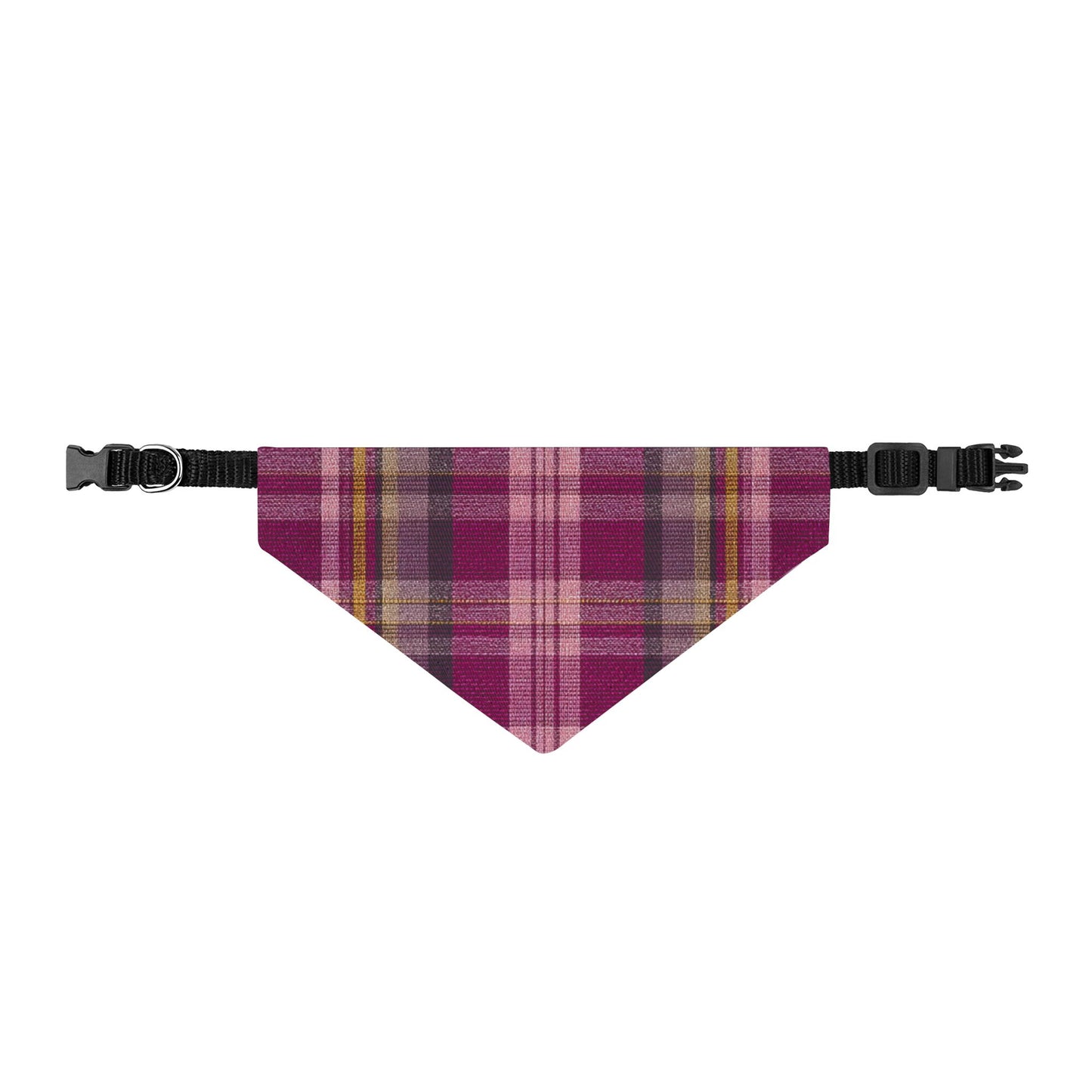 Clip-On Pet Bandana — Plum Plaid