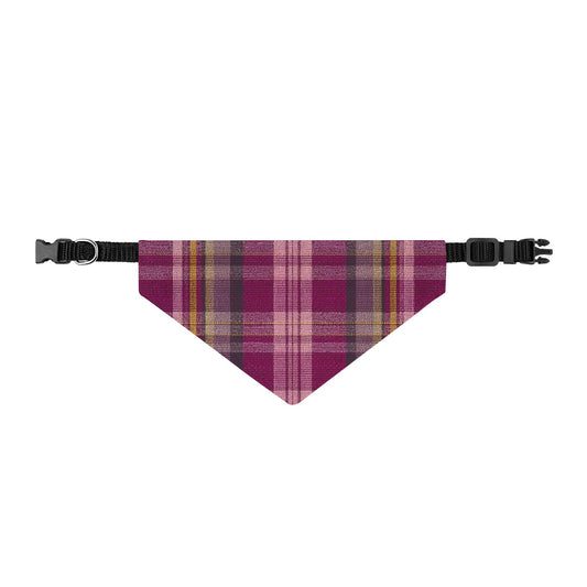 Clip-On Pet Bandana — Plum Plaid