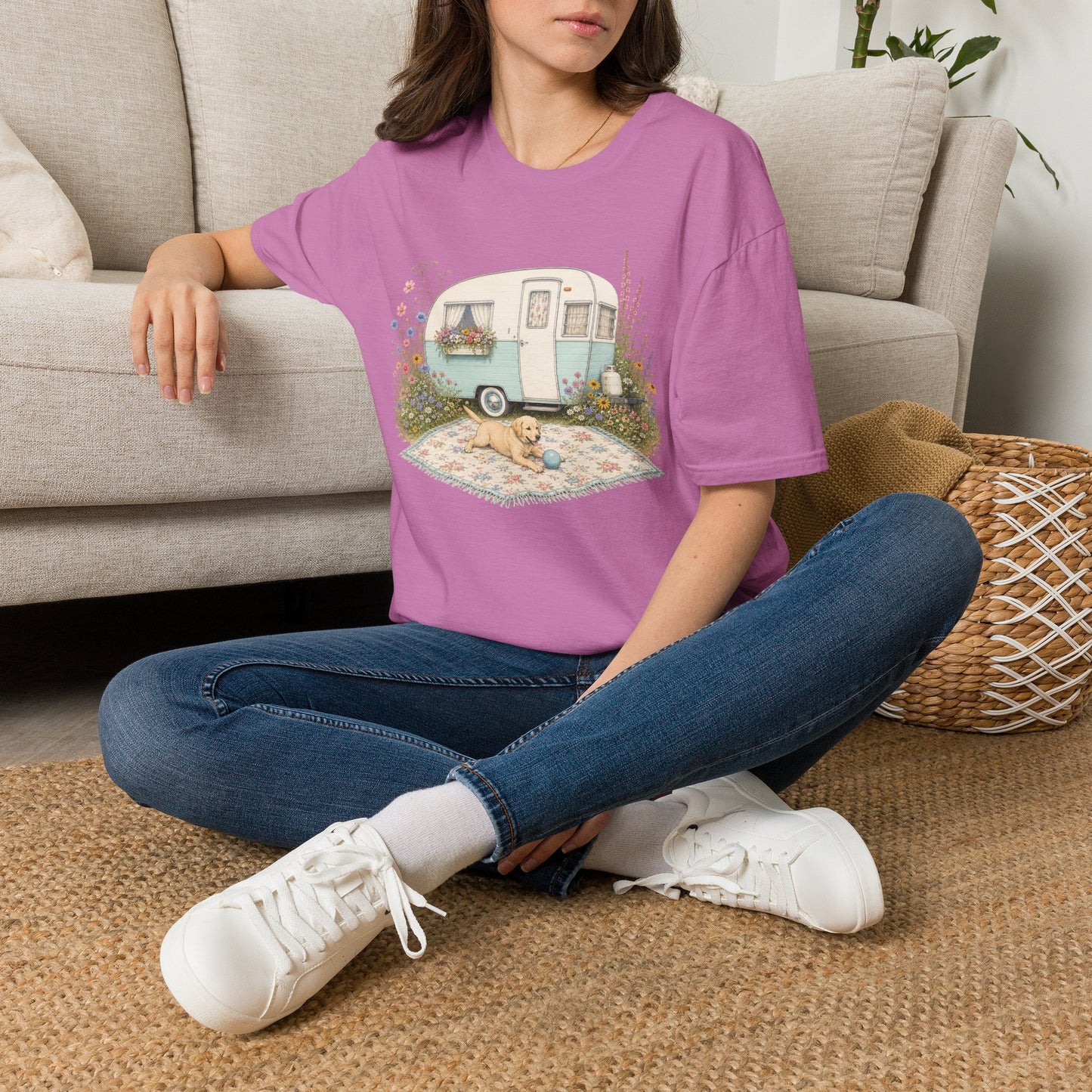 Vintage Camper T-Shirt — Cozy Caravan & Picnic Design(Light Weight, Ultra Soft)