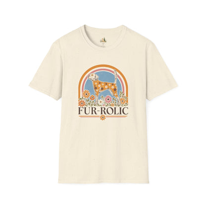 Dog Floral T-Shirt — 'Fur-Rolic' Retro Rainbow Canine Tee