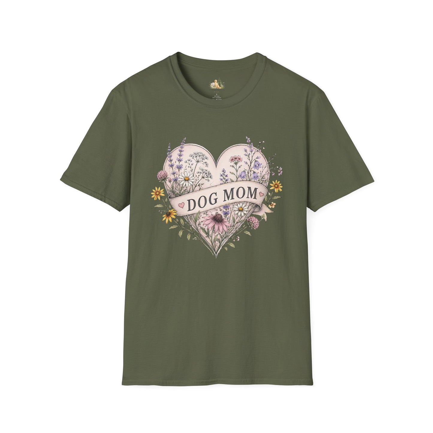 Dog Mom Floral Heart T-Shirt (Light Weight, Ultra Soft)
