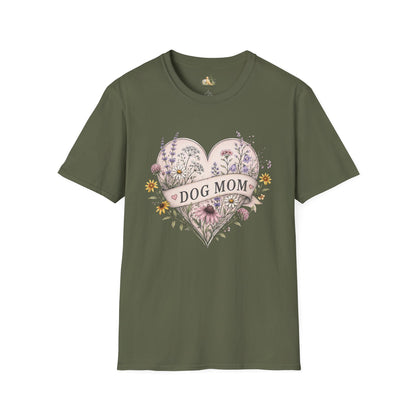 Dog Mom Floral Heart T-Shirt (Light Weight, Ultra Soft)