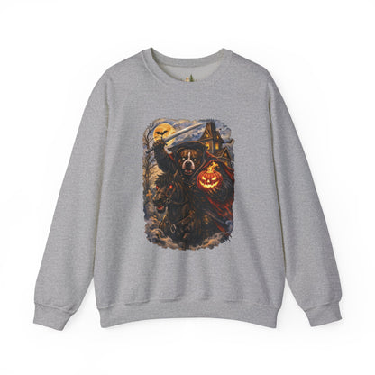 Unisex Halloween Pit Bull Headless Horseman Crewneck Sweatshirt ~ What Tails Lurk Behind The Pines