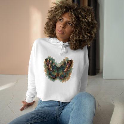 Butterfly Watercolor Crop Hoodie