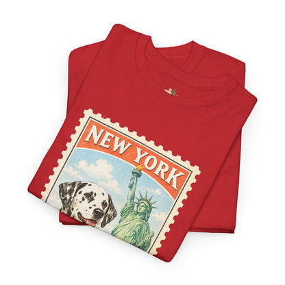 New York Dalmatian T-Shirt | Statue of Liberty Vintage Postage (Heavy Weight Tee)