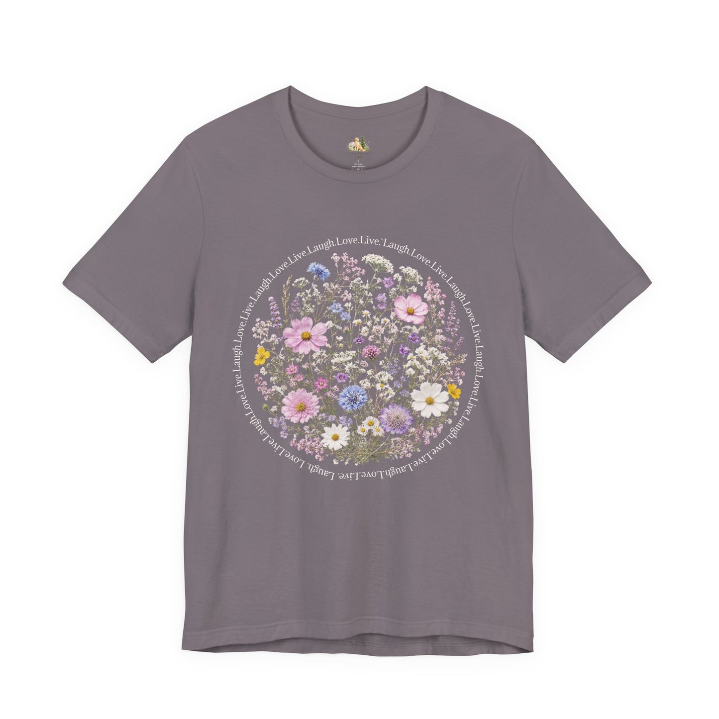 Wildflower Circle T-Shirt — Floral 'Love' Typography Tee