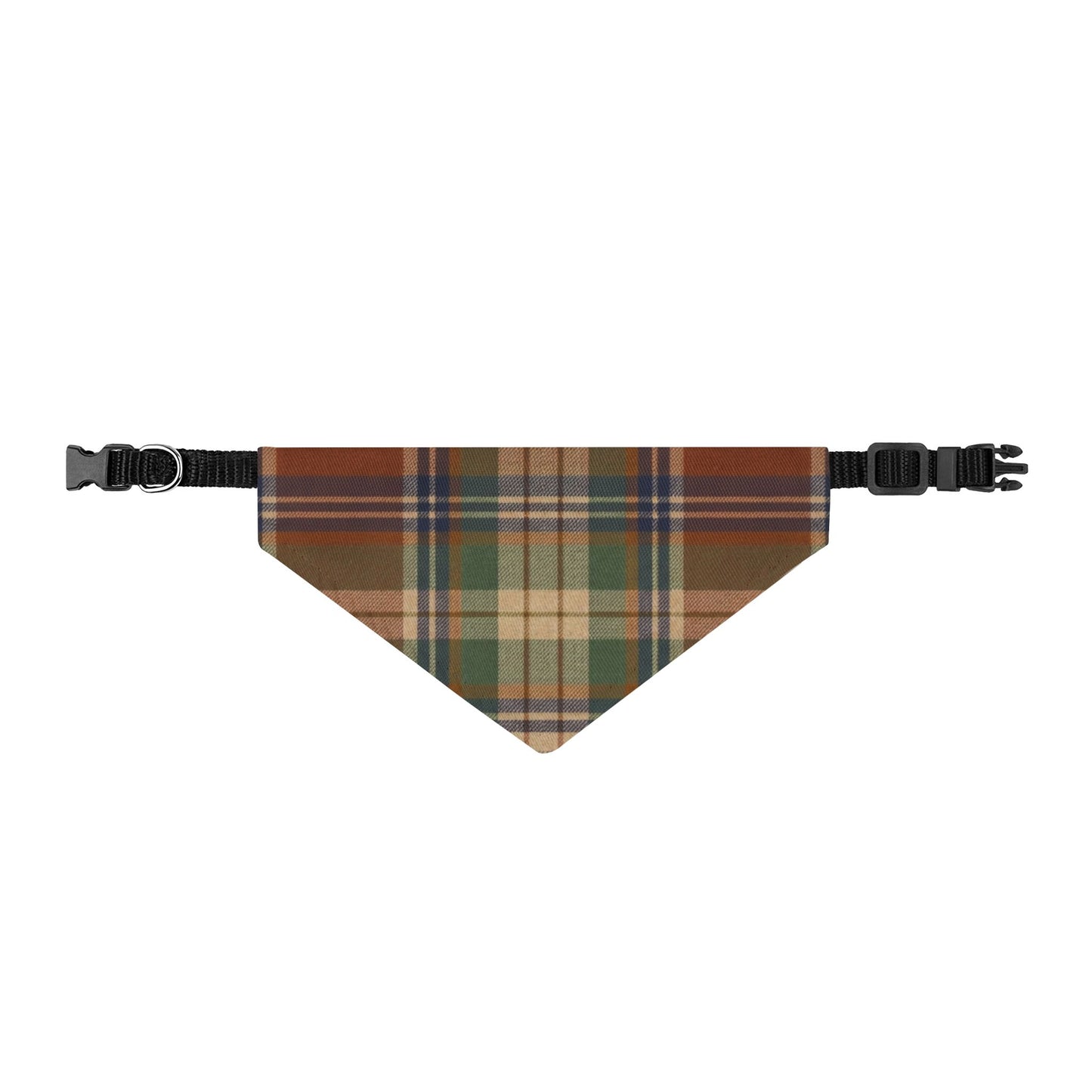 Autumn Plaid Clip-On Pet Bandana — Fall Tartan Collar Accessory