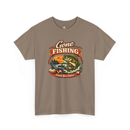 Gone Fishing Graphic Tee — "Gone Fishing, Catch You Later" Fishing T-Shirt (Heavy Weight Tee)