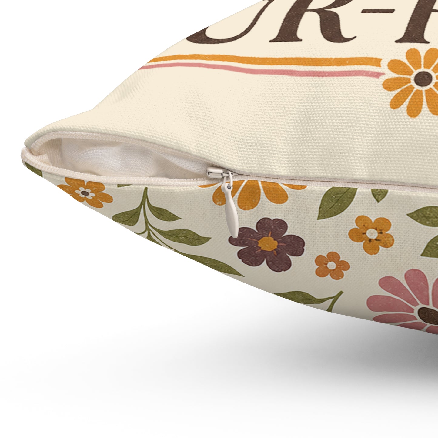 Retro Floral Dog Pillow — “Fur-Rolic” Decorative Dog Bed Pillow. 14x14"