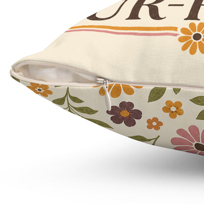 Retro Floral Dog Pillow — “Fur-Rolic” Decorative Dog Bed Pillow. 14x14"