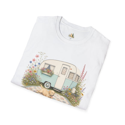 Vintage Camper T-Shirt — Cozy Caravan & Picnic Design(Light Weight, Ultra Soft)
