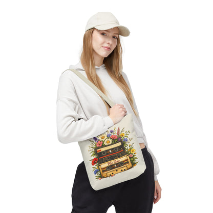 Retro Cassette Tote Bag — Floral 'Mix Tape' Vintage Music Tote