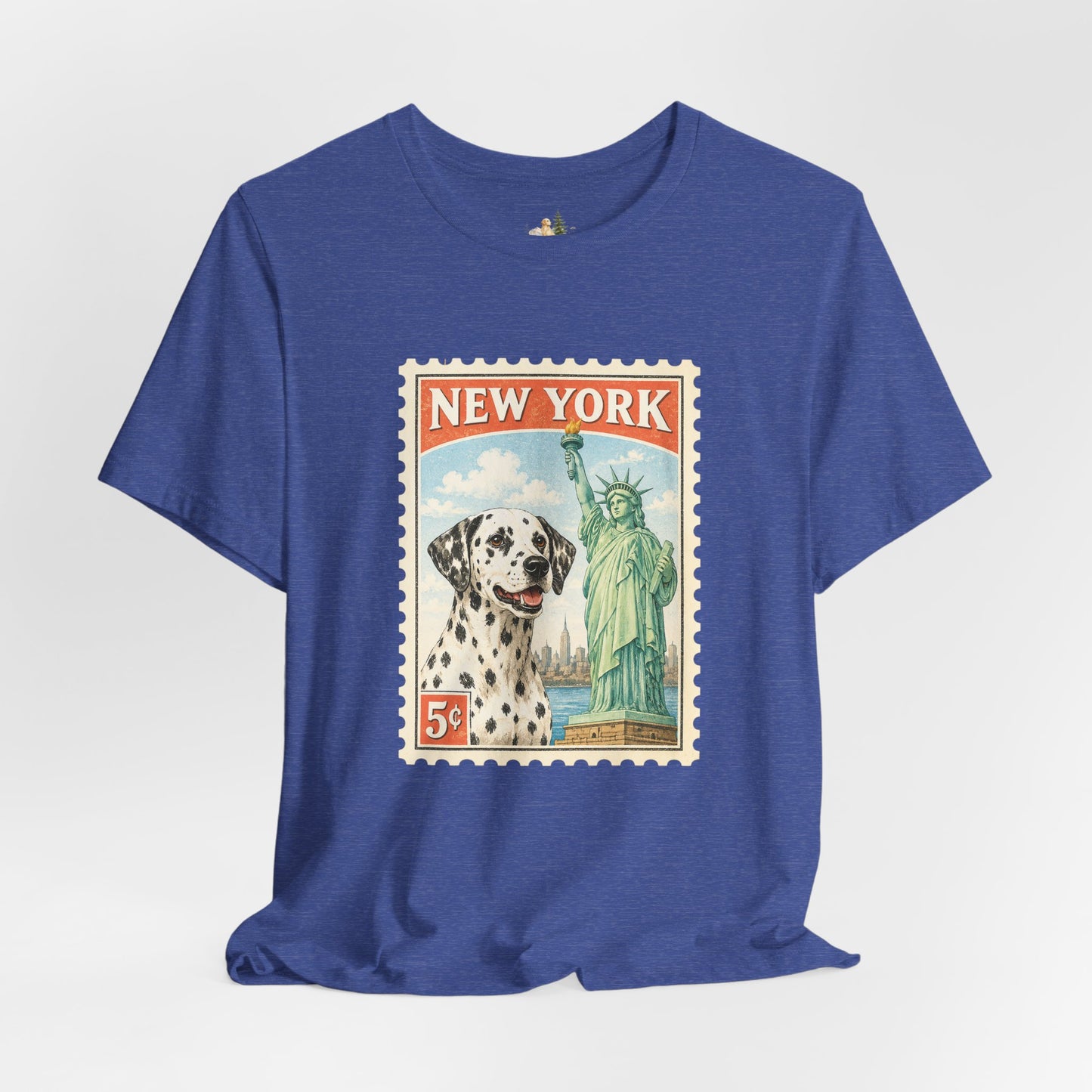 New York Dalmatian T-Shirt | Statue of Liberty Vintage Postage