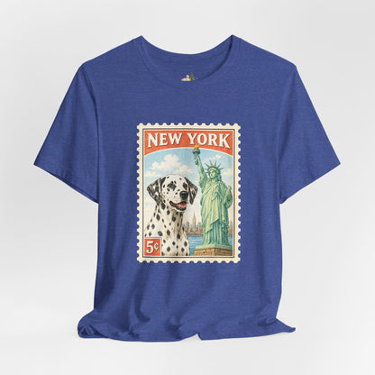 New York Dalmatian T-Shirt | Statue of Liberty Vintage Postage