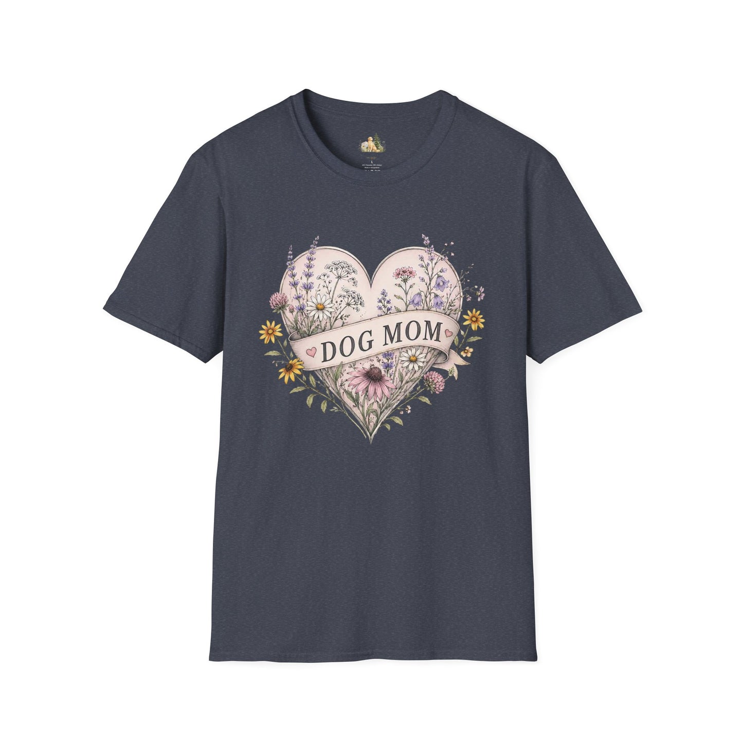 Dog Mom Floral Heart T-Shirt (Light Weight, Ultra Soft)
