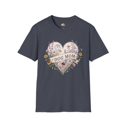 Dog Mom Floral Heart T-Shirt (Light Weight, Ultra Soft)