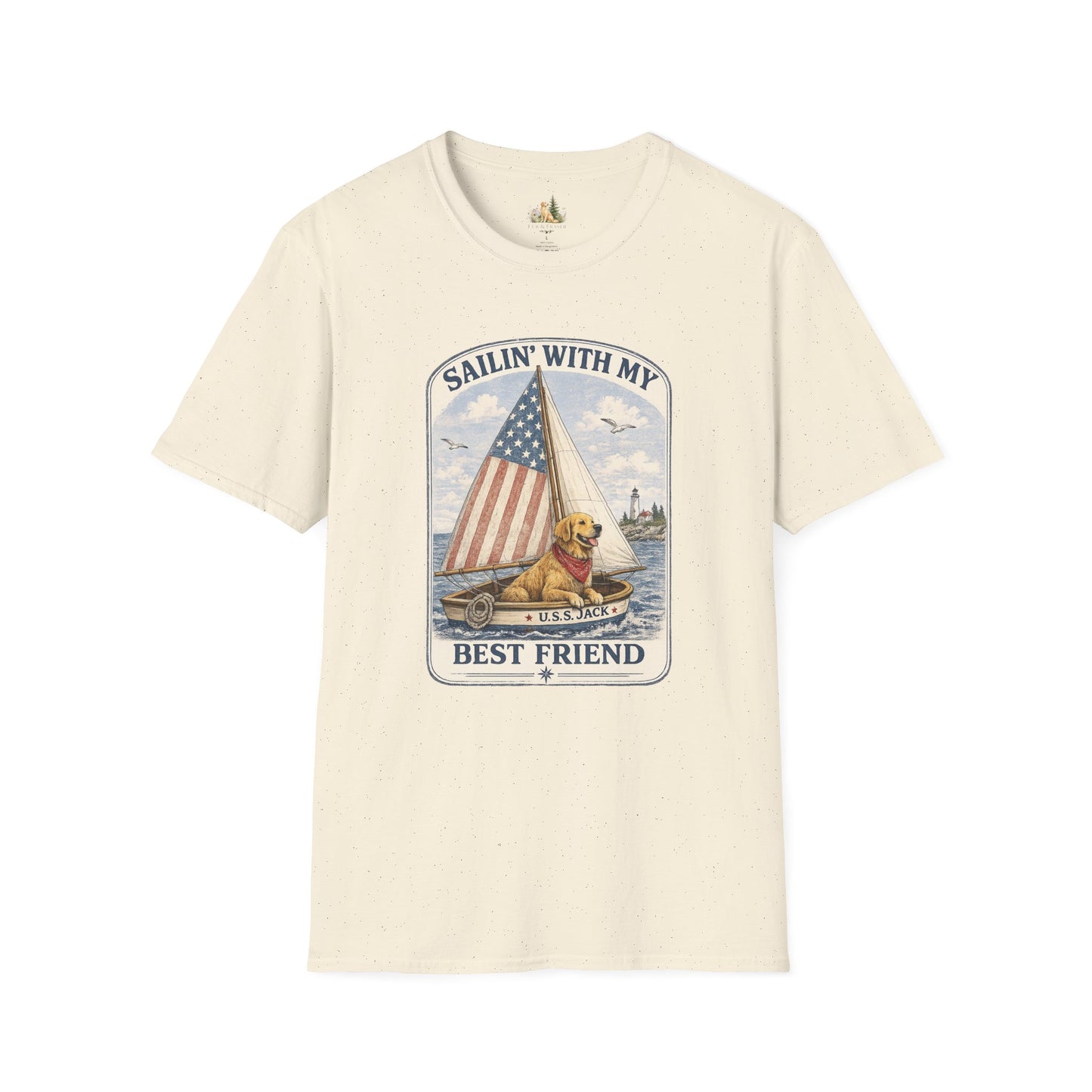 Sailin' With My Best Friend T-Shirt – Patriotic Labrador Dog Sailing Tee (Light Weight, Ultra Soft T-shirt)