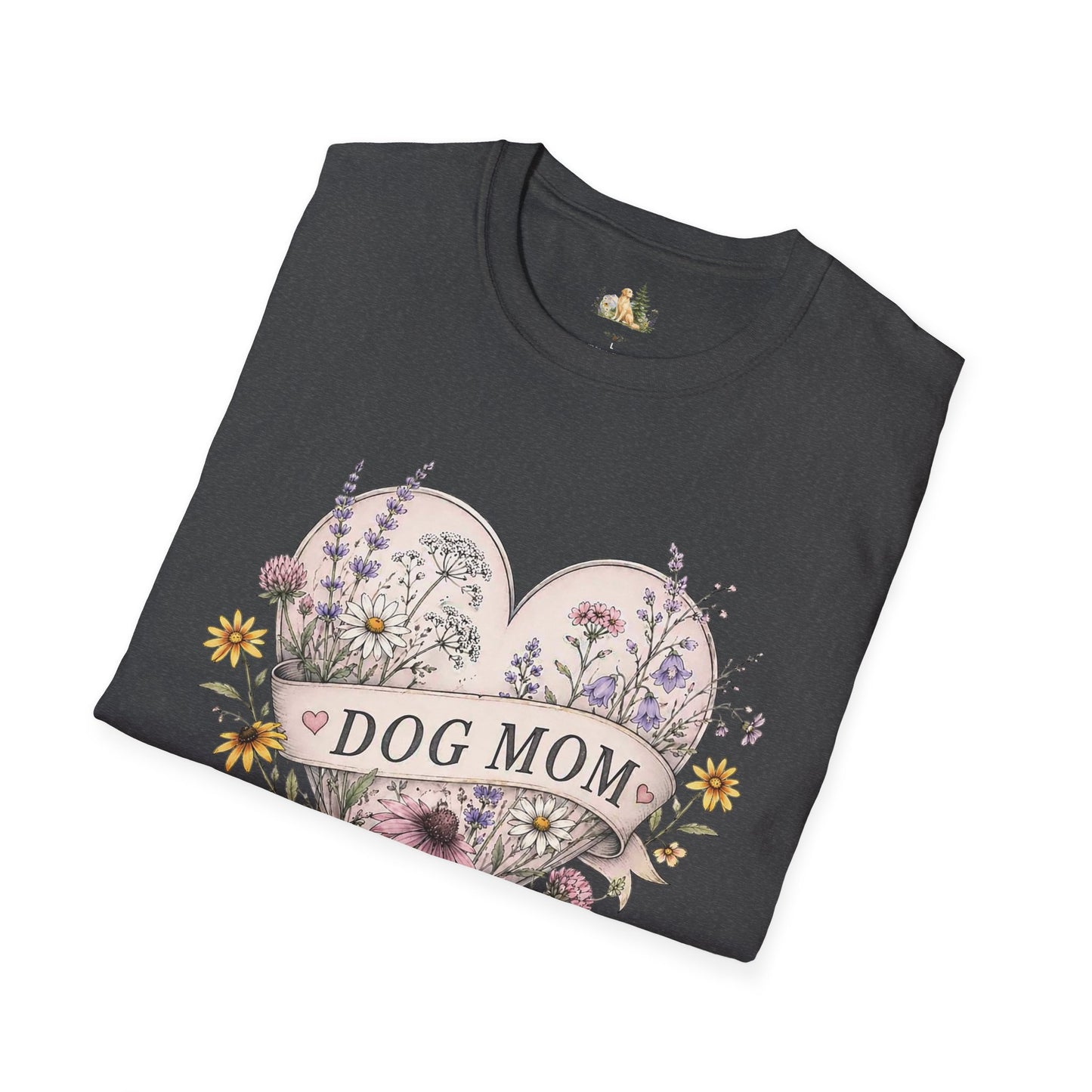 Dog Mom Floral Heart T-Shirt (Light Weight, Ultra Soft)