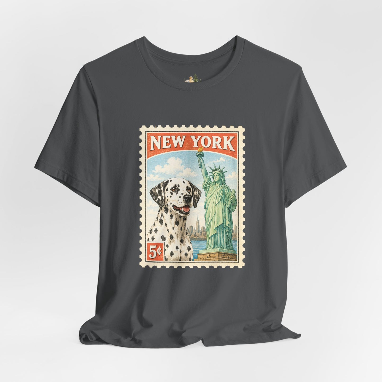New York Dalmatian T-Shirt | Statue of Liberty Vintage Postage