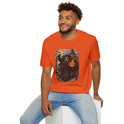 Unisex Halloween Pit Bull Headless Horseman Tee – What Tails Lurk Behind The Pines Collection