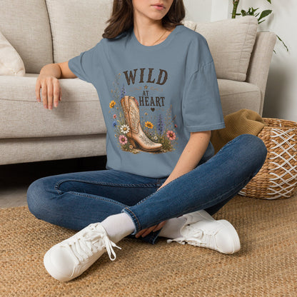 Wild at Heart Cowboy Boot T-Shirt – Floral Western Graphic Tee (Light Weight, Ultra Soft Tee)