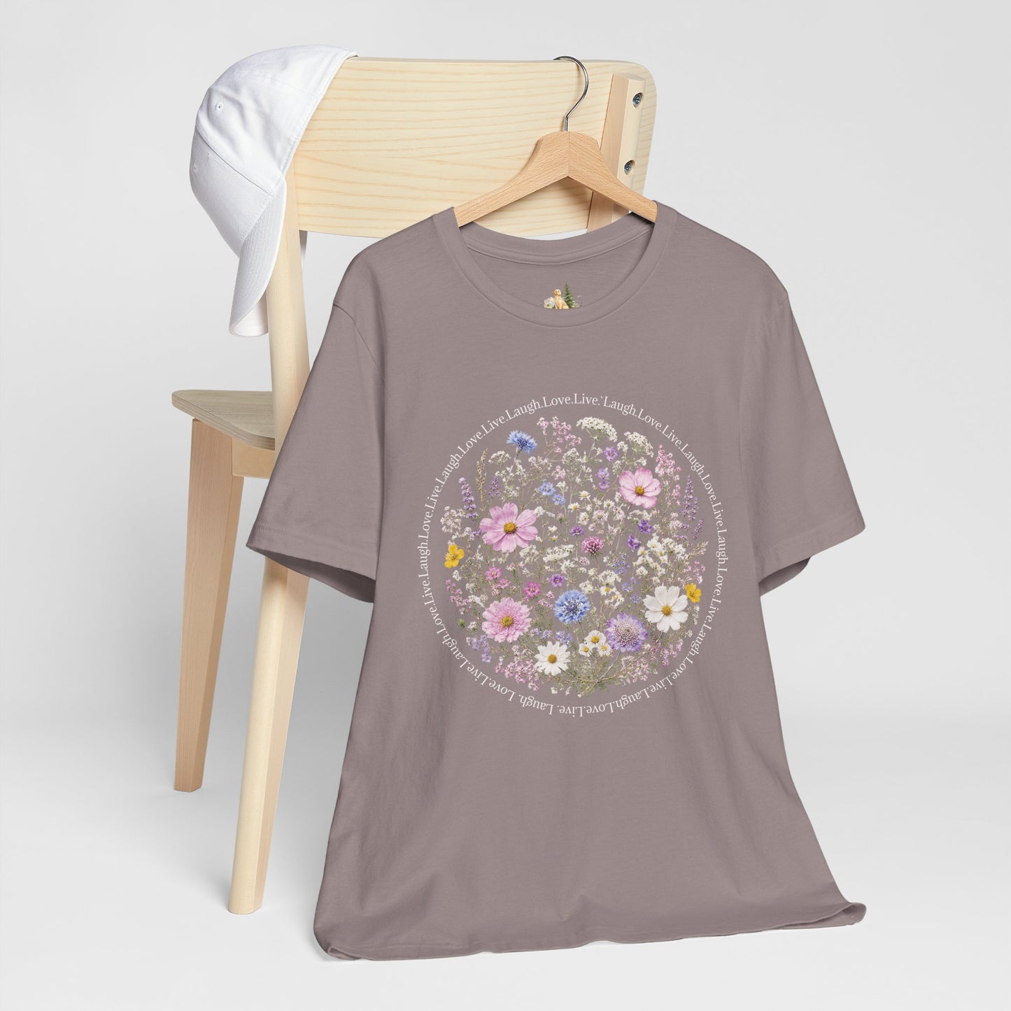 Wildflower Circle T-Shirt — Floral 'Love' Typography Tee