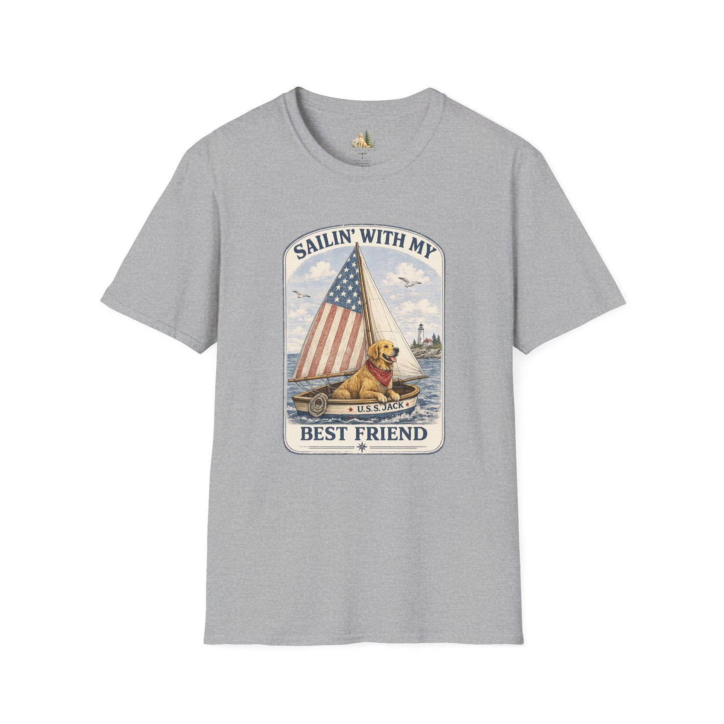Sailin' With My Best Friend T-Shirt – Patriotic Labrador Dog Sailing Tee (Light Weight, Ultra Soft T-shirt)