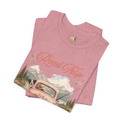 Road Trip Vintage Car T-Shirt — Retro Floral Scenic Drive Tee