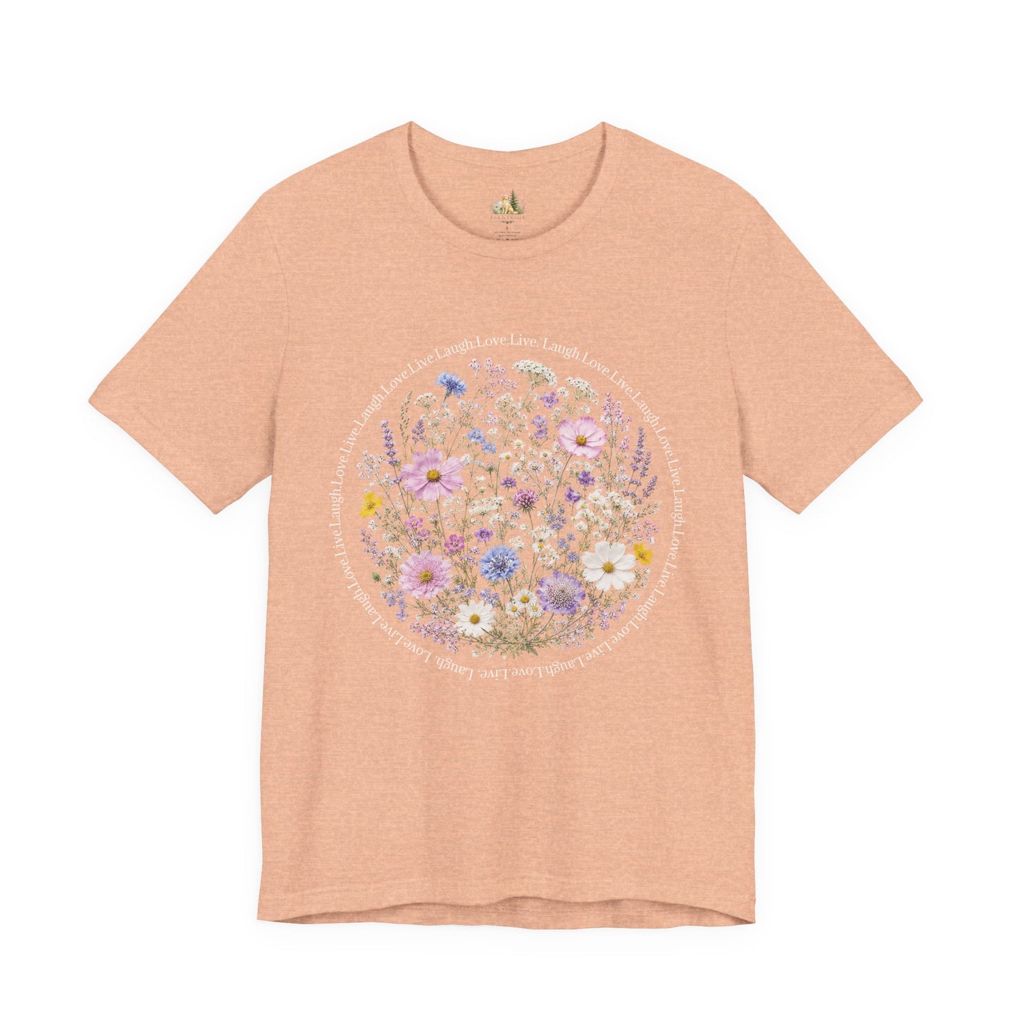 Wildflower Circle T-Shirt — Floral 'Love' Typography Tee