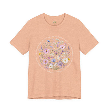 Wildflower Circle T-Shirt — Floral 'Love' Typography Tee